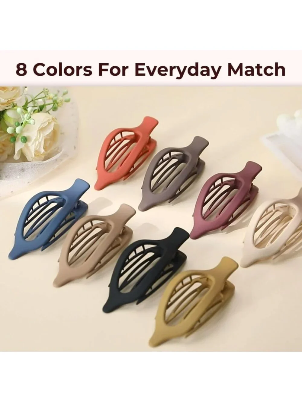 8 Pack Matte No Crease Hair Clips, Strong Hold Barrettes for Thick & Thin Hair